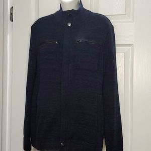 BANANA REPUBLIC WOOL BLEND ZIPPERED  SWEATER JACKET NAVY (MEDIUM)